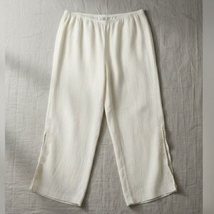 Vintage Takasmi XLarge Wide Leg Linen Beach Cover Up Pants Cream